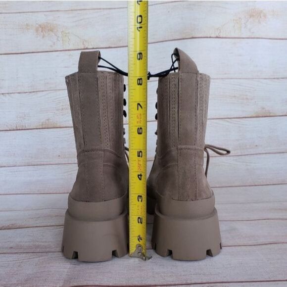 Zara Lug Sole Leather Suede Front Lace Up Ankle Boots Booties Combat Size 40 - Picture 11 of 13